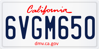 CA license plate 6VGM650