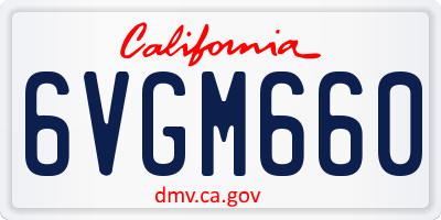 CA license plate 6VGM660