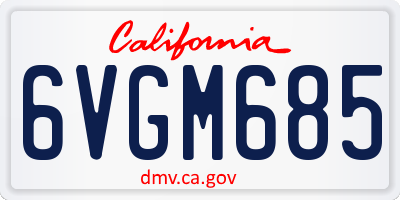 CA license plate 6VGM685