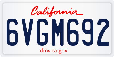 CA license plate 6VGM692