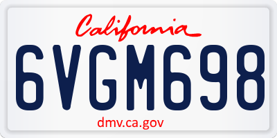 CA license plate 6VGM698