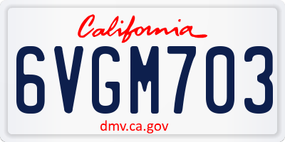 CA license plate 6VGM703