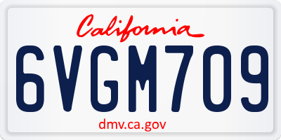 CA license plate 6VGM709