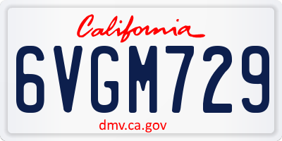 CA license plate 6VGM729