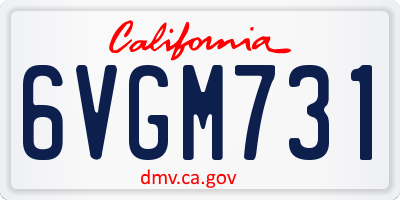 CA license plate 6VGM731