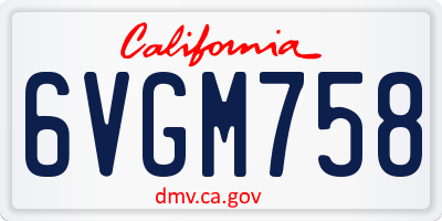 CA license plate 6VGM758