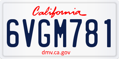 CA license plate 6VGM781