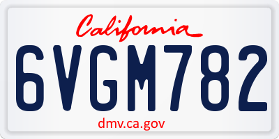 CA license plate 6VGM782