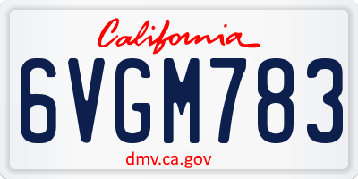 CA license plate 6VGM783