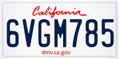 CA license plate 6VGM785