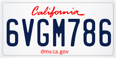 CA license plate 6VGM786