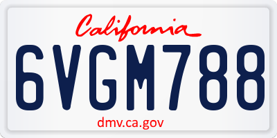 CA license plate 6VGM788