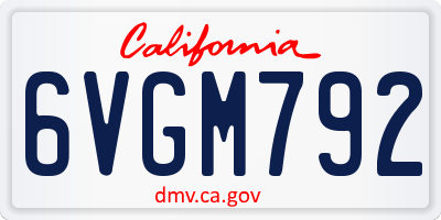 CA license plate 6VGM792