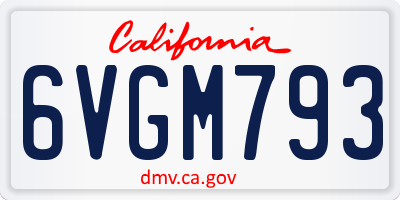 CA license plate 6VGM793