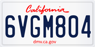CA license plate 6VGM804