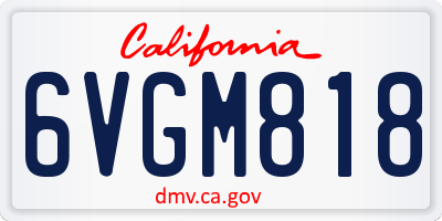 CA license plate 6VGM818