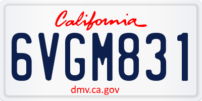 CA license plate 6VGM831