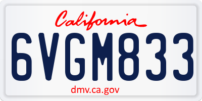 CA license plate 6VGM833
