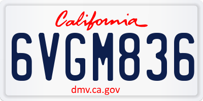 CA license plate 6VGM836