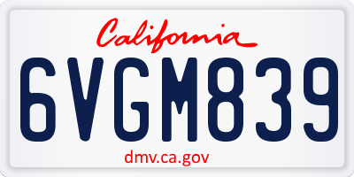 CA license plate 6VGM839