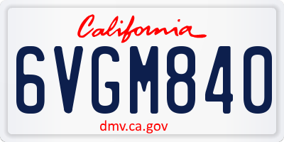 CA license plate 6VGM840