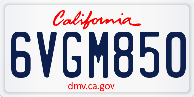 CA license plate 6VGM850