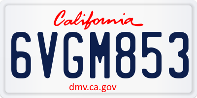 CA license plate 6VGM853