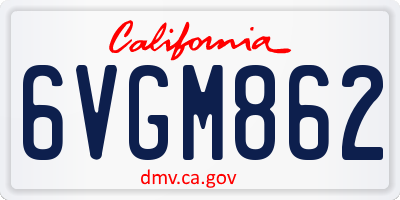 CA license plate 6VGM862