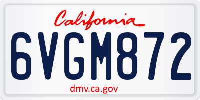 CA license plate 6VGM872