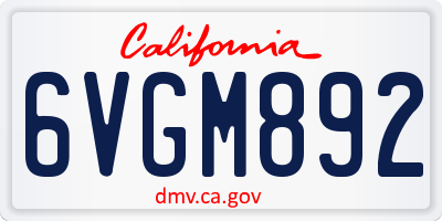 CA license plate 6VGM892