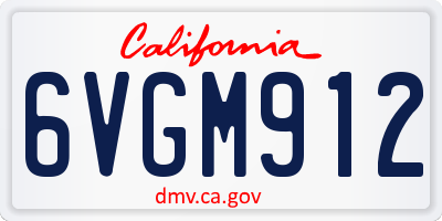 CA license plate 6VGM912