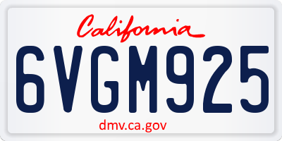 CA license plate 6VGM925