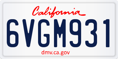 CA license plate 6VGM931