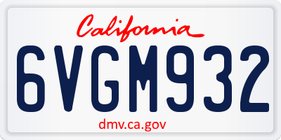 CA license plate 6VGM932