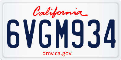 CA license plate 6VGM934