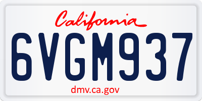 CA license plate 6VGM937