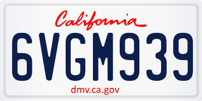 CA license plate 6VGM939