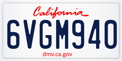 CA license plate 6VGM940