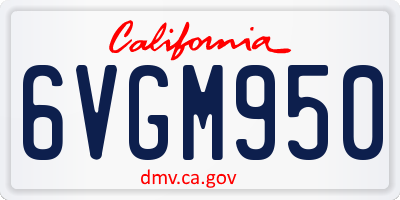 CA license plate 6VGM950