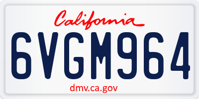 CA license plate 6VGM964