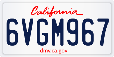 CA license plate 6VGM967