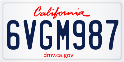CA license plate 6VGM987
