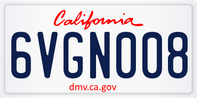 CA license plate 6VGN008