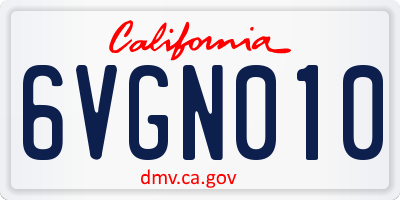 CA license plate 6VGN010