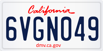 CA license plate 6VGN049