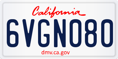 CA license plate 6VGN080