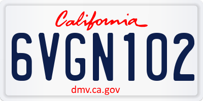CA license plate 6VGN102
