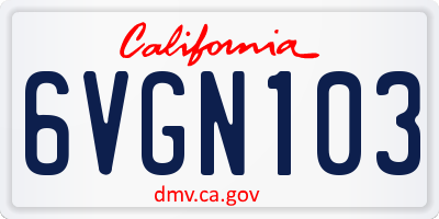 CA license plate 6VGN103