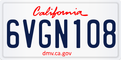 CA license plate 6VGN108