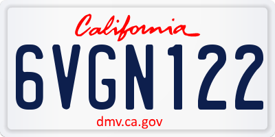 CA license plate 6VGN122